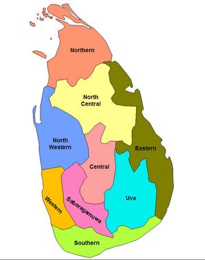 Carte régions Sri Lanka