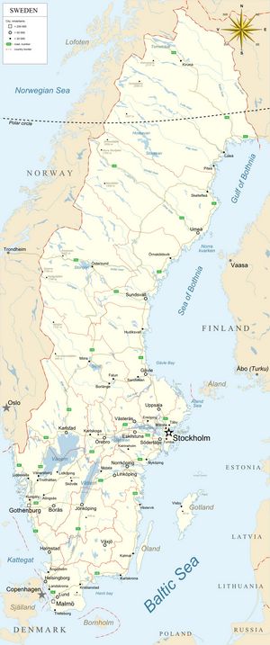 Carte géographique Suède