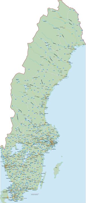 Carte routière Suède