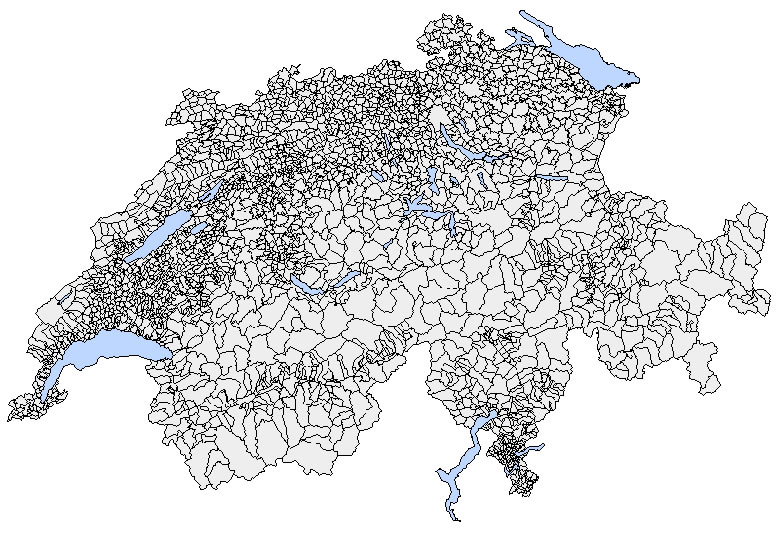 Carte vierge des départements de la Suisse