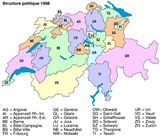 Carte Suisse vierge numéros régions