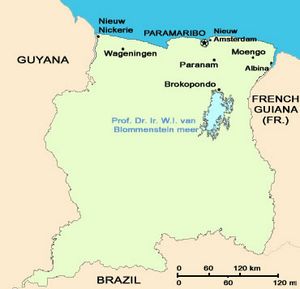 Carte grande villes Suriname