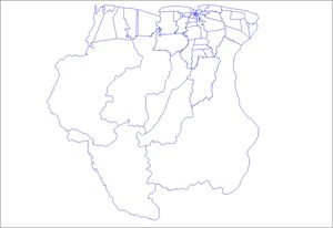 Carte Suriname vierge départements