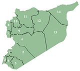 Carte Syrie vierge numéros régions