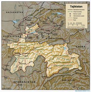 Carte relief Tadjikistan