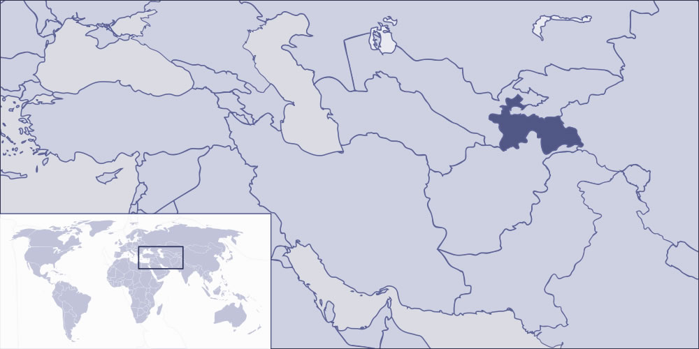Localiser pays de Tadjikistan sur carte du monde