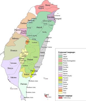 Carte des langues Taïwan