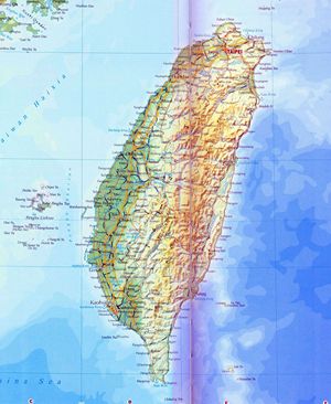 Carte physique Taïwan