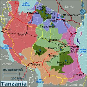 Carte régions Tanzanie