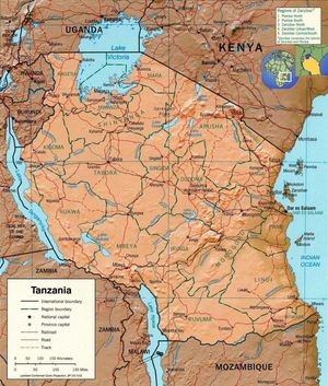 Carte relief Tanzanie