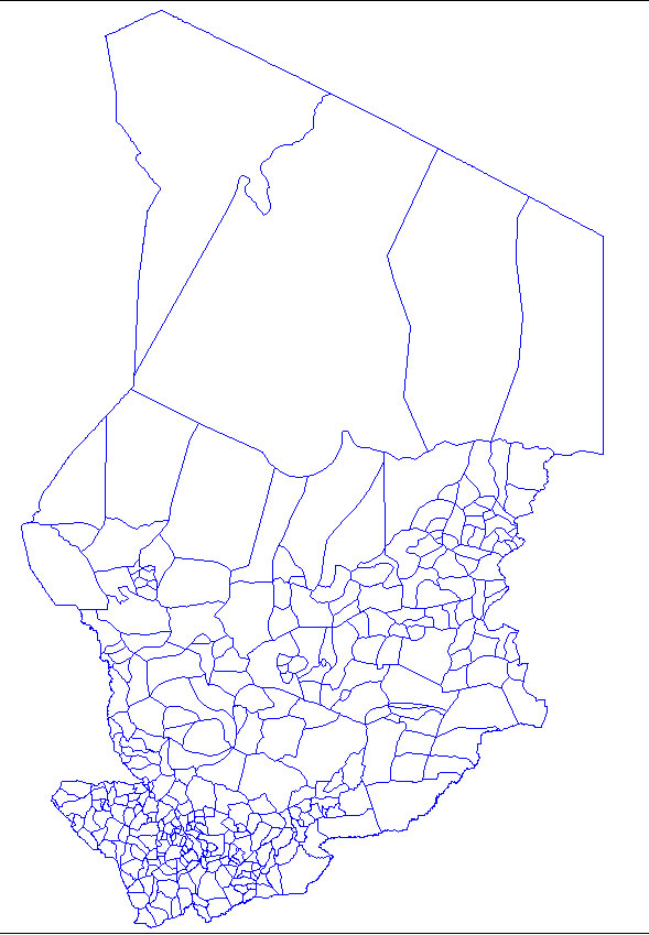 Carte vierge des départements de Tchad