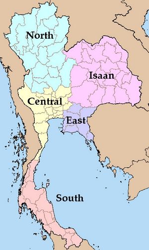 Carte régions Thaïlande