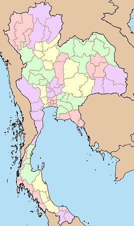 Carte vierge des départements de Thaïlande