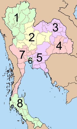 Carte Thaïlande vierge numéros régions