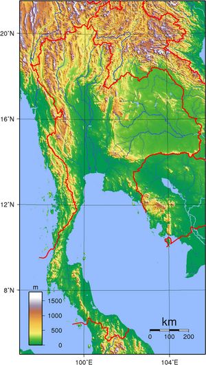 Carte topographique Thaïlande