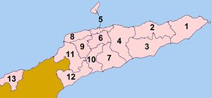 Carte Timor vierge numéros régions