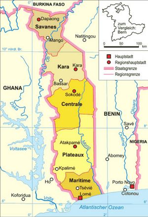 Carte régions Togo couleur