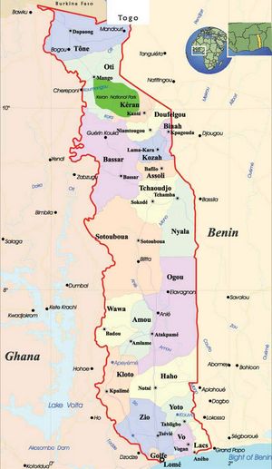 Carte régions Togo