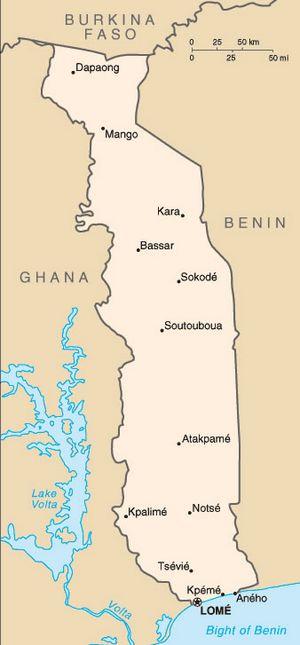 Carte des villes Togo