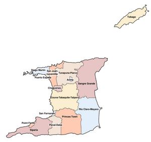 Carte régions Trinité-et-Tobago