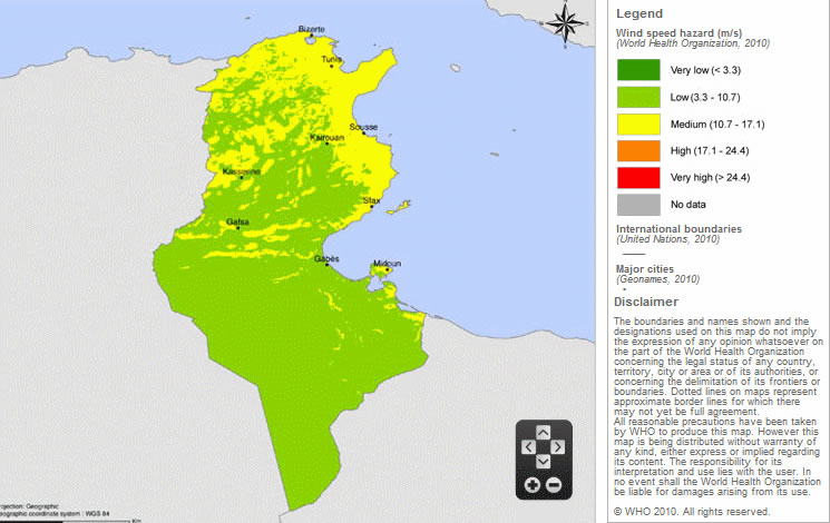 Carte de la météo Tunisie