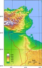 Carte topographique Tunisie