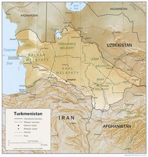 Carte relief Turkménistan