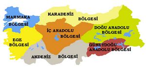 Carte régions Turquie couleur