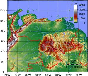 Carte topographique Venezuela