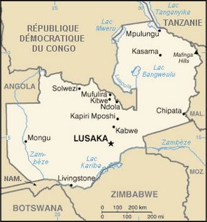 Carte des villes Zambie