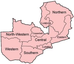 Carte Zambie vierge régions