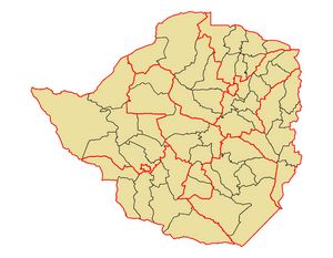 Carte Zimbabwe vierge régions
