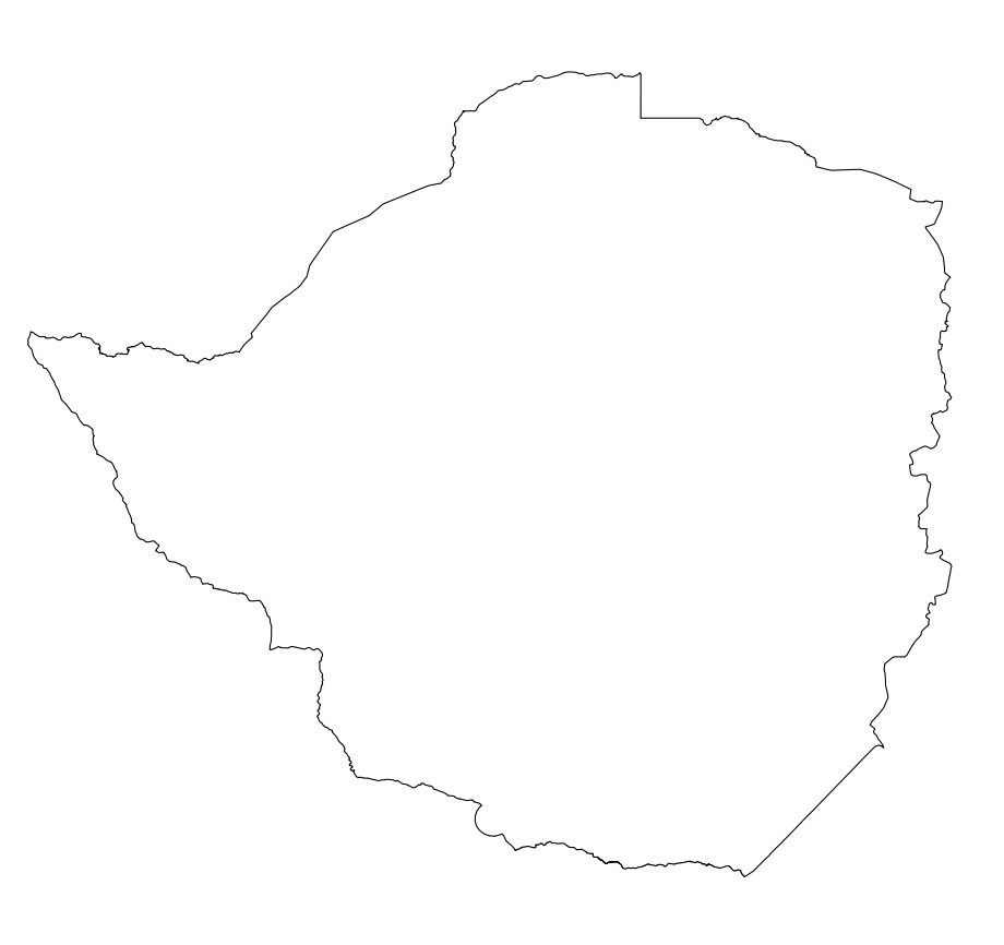 Carte vierge de Zimbabwe