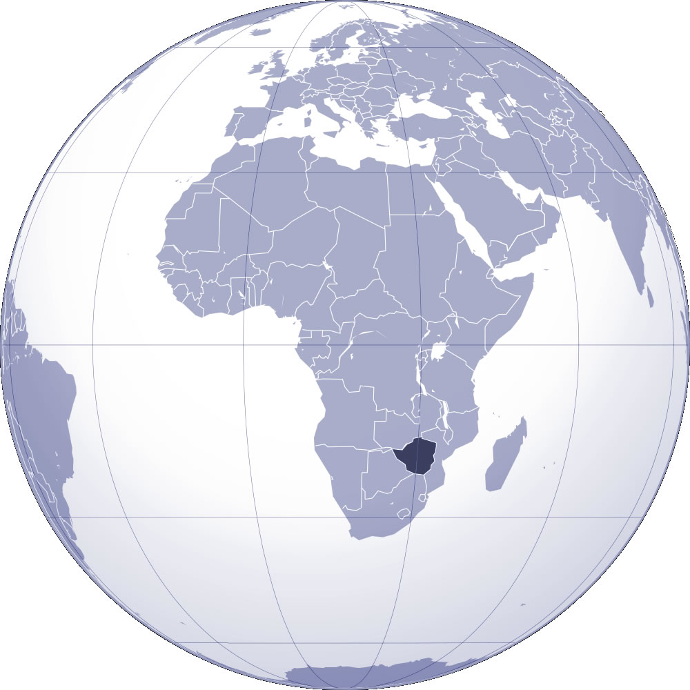 Localiser pays de Zimbabwe sur carte du monde