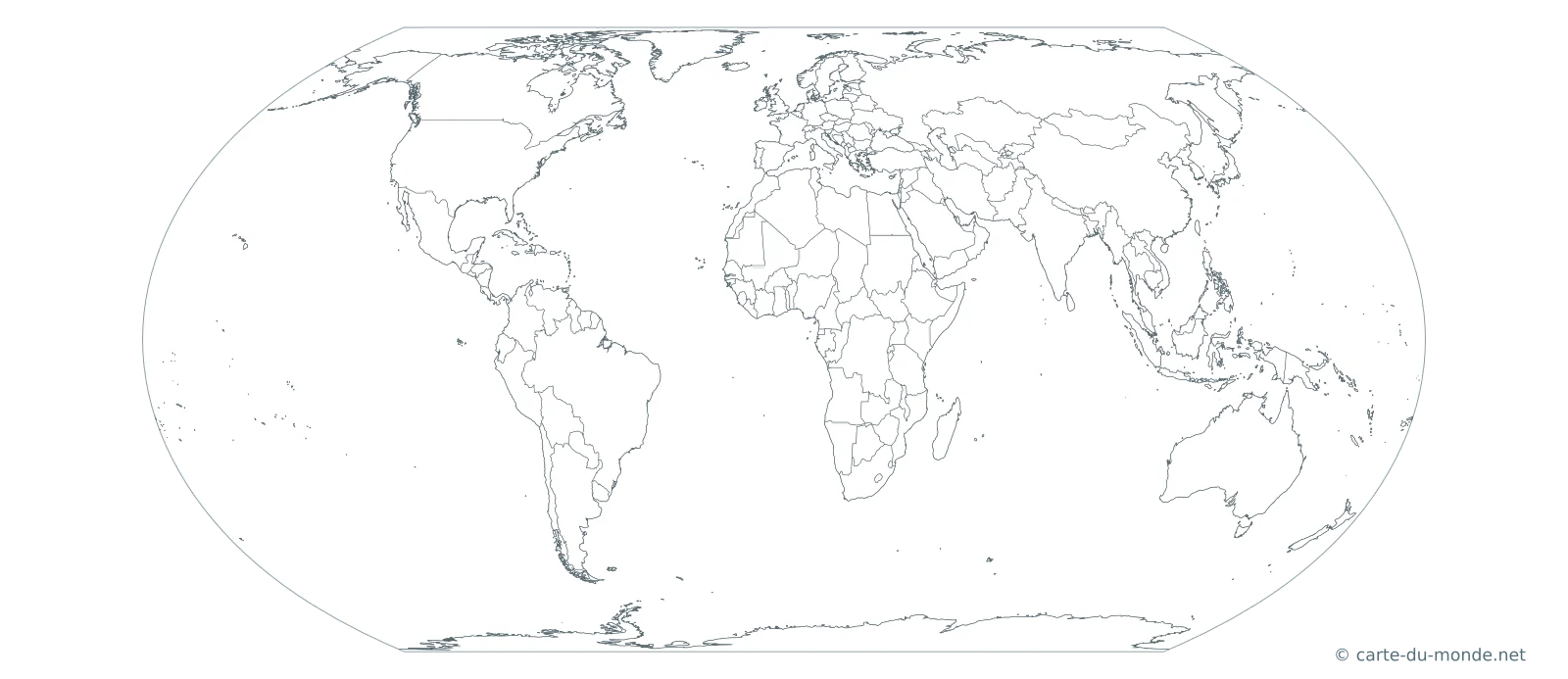 Carte du monde vierge avec frontières des pays
