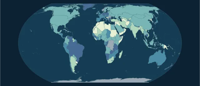 Carte des aires terrestres protégées en projection Equal Earth