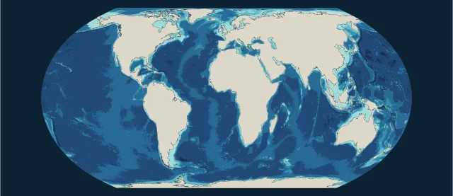Carte des fonds océaniques en projection Equal Earth