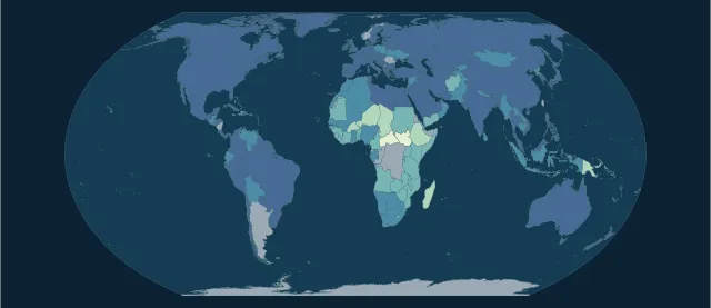 Carte de l’accès à l’eau potable en projection Equal Earth