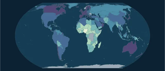 Carte de l’espérance de vie en projection Equal Earth