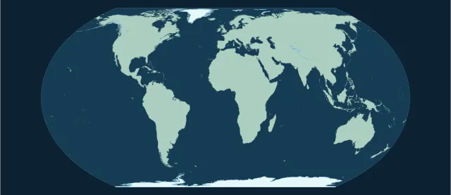Carte des régions englacées en projection Equal Earth
