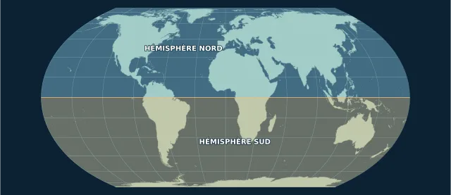Carte des hémisphères en projection Equal Earth