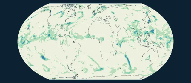 Météo — précipitations sur six heures en projection Equal Earth