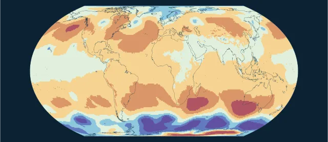 Météo — pression au niveau de la mer en projection Equal Earth