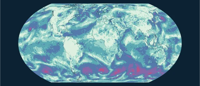 Météo — vitesse du vent à 10 mètres en projection Equal Earth