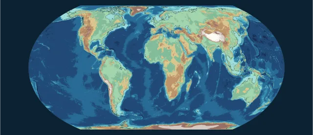 Carte physique en projection Equal Earth