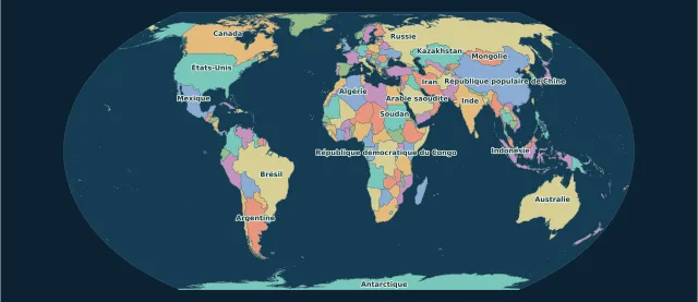 Carte politique en projection Equal Earth