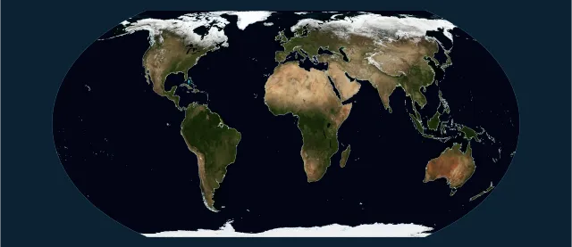 Vue satellite d’avril en projection Equal Earth
