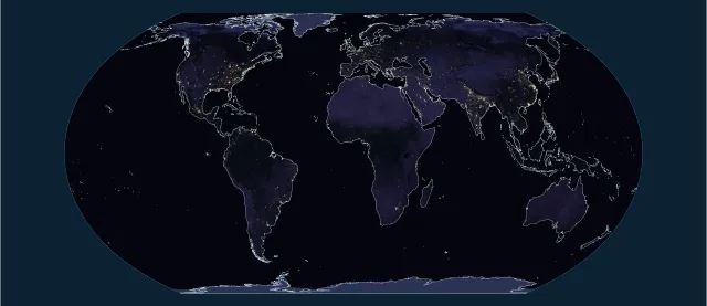 Vue satellite nocturne en projection Equal Earth