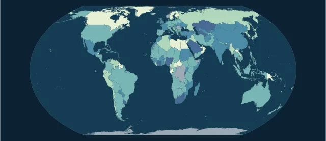 Carte des terres agricoles en projection Equal Earth