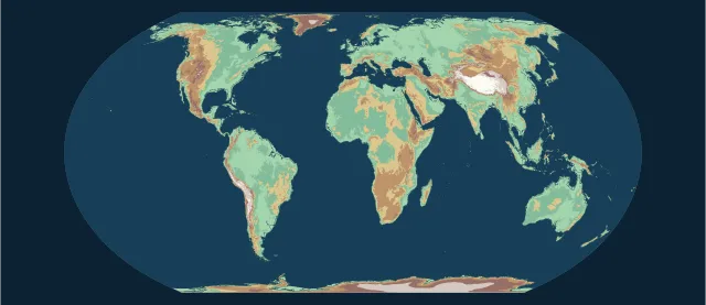 Carte topographique en projection Equal Earth
